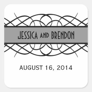 Grey Deco Flourish Wedding Stickers