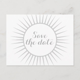 Grey Deco Retro Save the Date Postcard