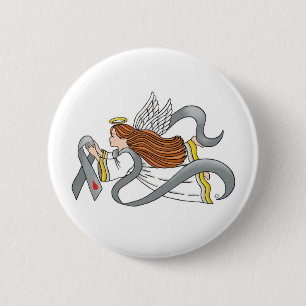 "Grey Diabetes Ribbon" Awareness Angel 2 Inch Round Button