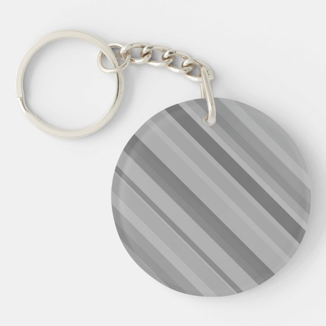 Grey diagonal stripes keychain (Front)