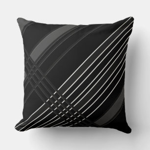 Grey Diagonal Stripes Throw Pillow