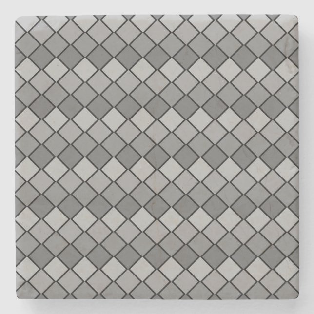 Grey Diamond Checked Square Coaster (Front)