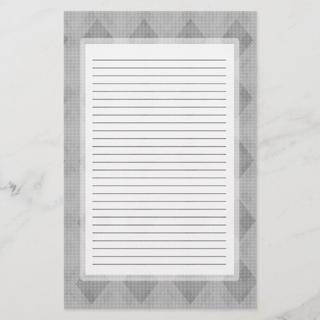 Grey Diamond Lined Stationery (Front)