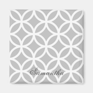 Grey Diamond Pattern Personalized Magnet