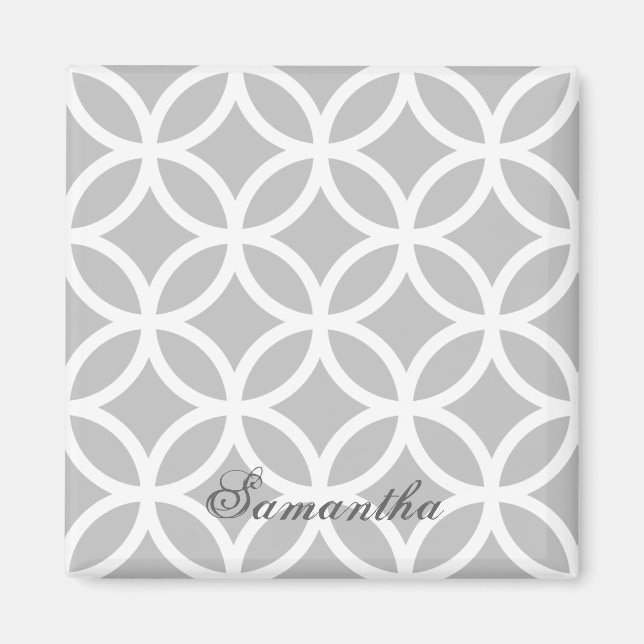 Grey Diamond Pattern Personalized Magnet (Front)