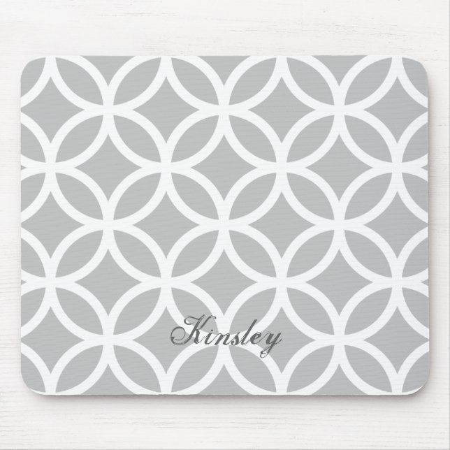 Grey Diamond Pattern Personalized Mousepad (Front)