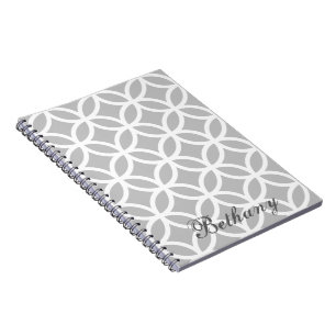 Grey Diamond Pattern Personalized Notebook