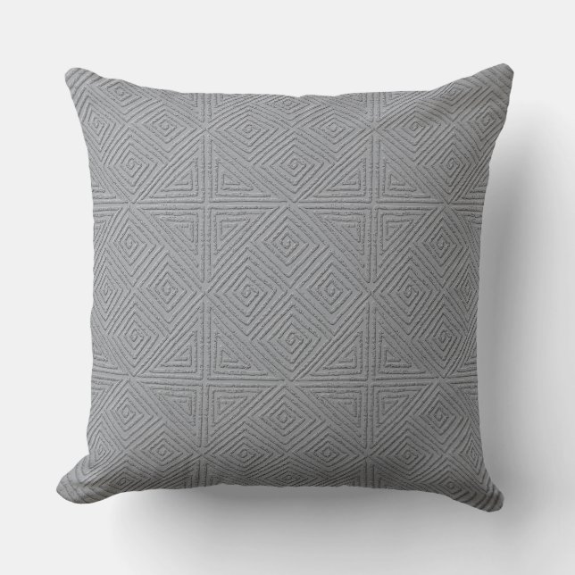 Grey Diamond Pattern Textured Look Throw Pillow (Front)