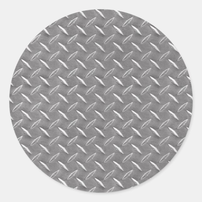 Grey Diamond Plate Classic Round Sticker (Front)