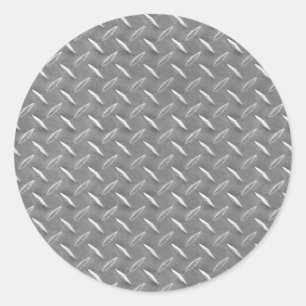 Grey Diamond Plate Classic Round Sticker