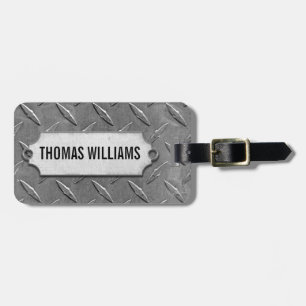 grey diamond plating with beveled tag