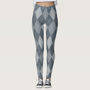 Grey diamond shape argyle pattern print leggings