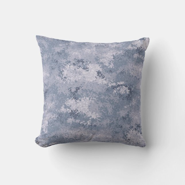 Grey Digi Camo Throw Pillow (Front)