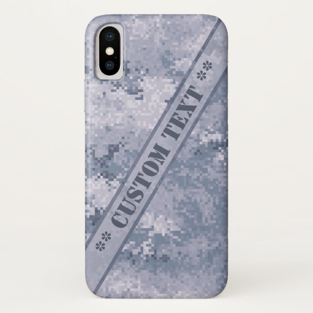 Grey Digi Camo w/ Custom Text Case-Mate iPhone Case (Back)