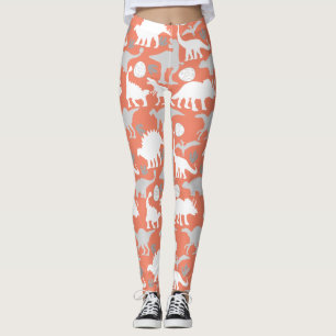 Grey Dino Pattern Orange BG Leggings
