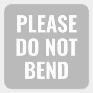 Grey do not bend trendy simple modern business square sticker