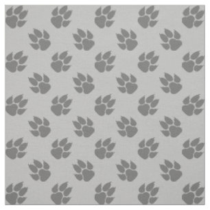 Grey Dog Paw Prints Pattern Fabric