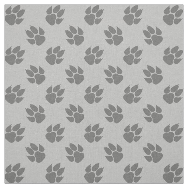 Grey Dog Paw Prints Pattern Fabric (Swatch)