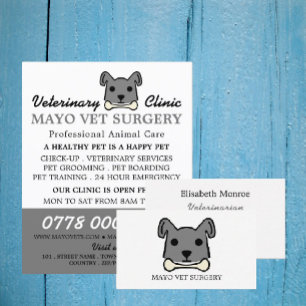 Grey Dog, Veterinarian, Veterinary Service Business Card