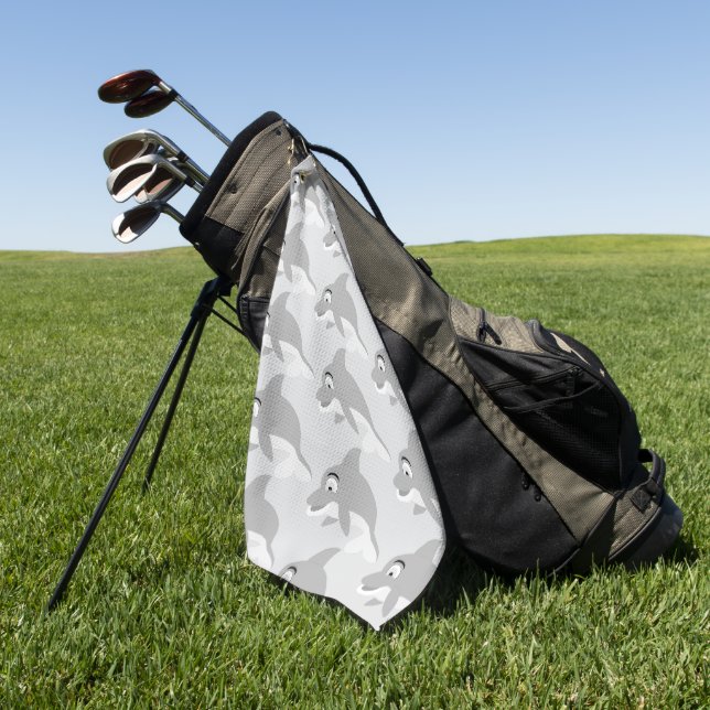 Grey Dolphin Design Any Colour Background Golf Towel (Green)