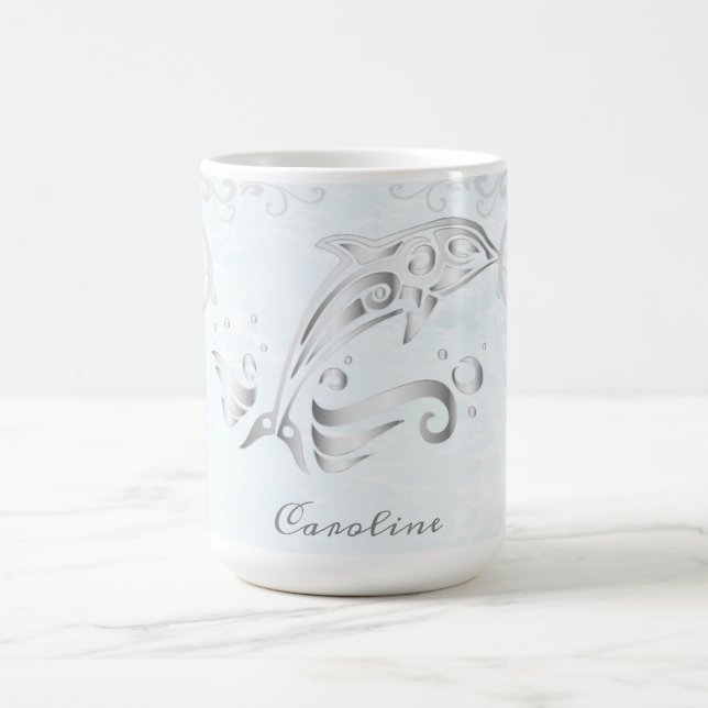 Grey Dolphin Personalized Coffee Mug (Center)