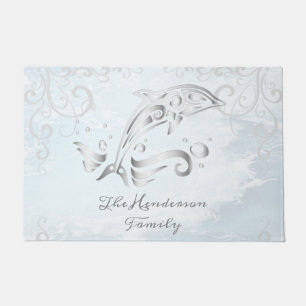 Grey Dolphin Personalized Doormat