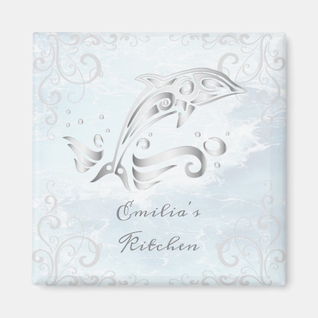 Grey Dolphin Personalized Magnet (Front)