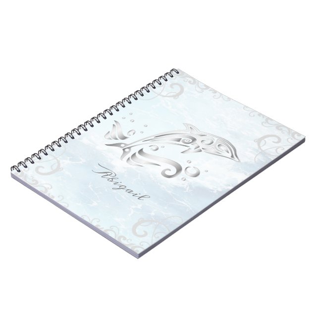 Grey Dolphin Personalized Notebook (Left Side)
