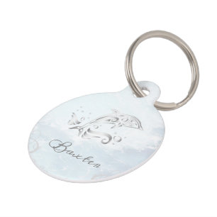 Grey Dolphin Round Pet Tag