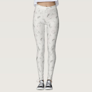 Grey Doodle Line Art Leggings