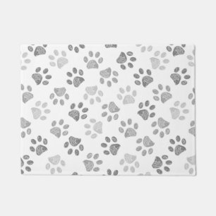 Grey doodle paw prints doormat
