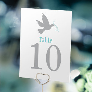 Grey dove bird wedding or occassion table number