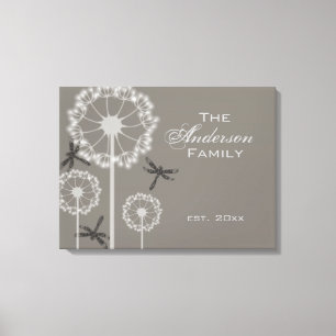 Grey Dragonflies Family Canvas Print