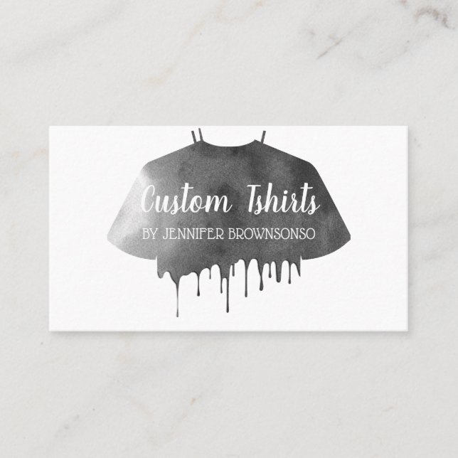 Grey Drip Shirt Clothing Apparel Business Card (Front)