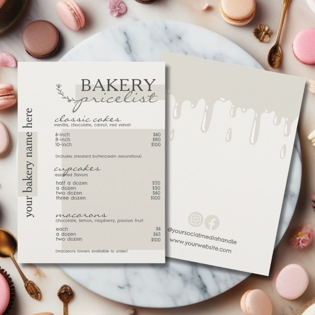 Grey Drip Typography Menu Bakery Price List (Creator Uploaded)
