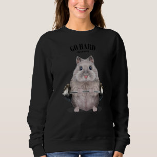 Grey Dwarf Hamster Muscle Training Weightlifting F Sweatshirt