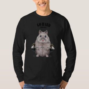Grey Dwarf Hamster Muscle Training Weightlifting F T-Shirt
