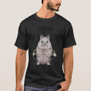 Grey Dwarf Hamster Muscle Training Weightlifting F T-Shirt