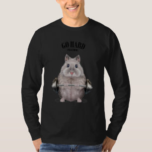 Grey Dwarf Hamster Muscle Training Weightlifting F T-Shirt
