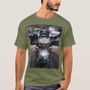 Grey Dwarf Hamster on Motorcycle Cruise Down T-Shirt