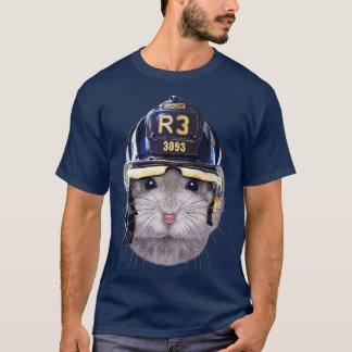 Grey Dwarf Hamster wearing Firefighter Helmet T-Shirt