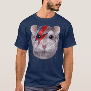 Grey Dwarf Hamster with Red Lightning Bolt on T-Shirt