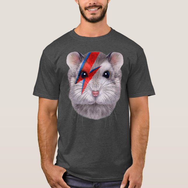 Grey Dwarf Hamster with Red Lightning Bolt on T-Shirt (Front)