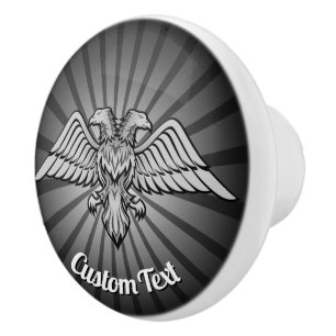 Grey Eagle with two Heads Ceramic Knob