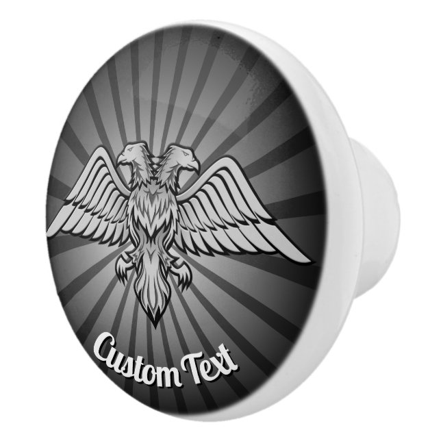 Grey Eagle with two Heads Ceramic Knob (Right)