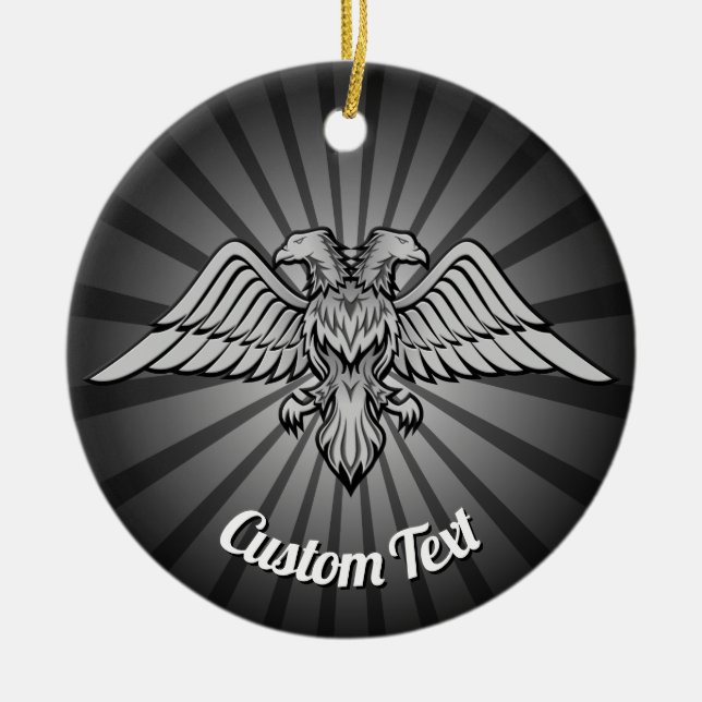 Grey Eagle with two Heads Ceramic Ornament (Front)