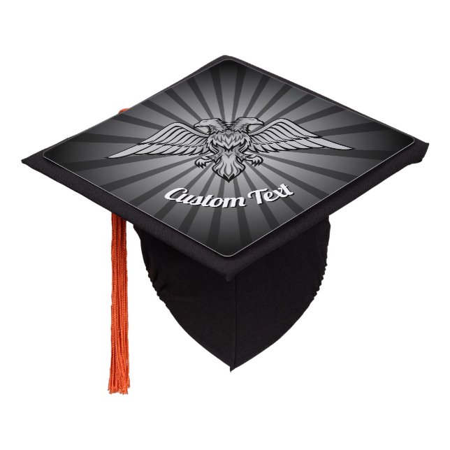 Grey Eagle with two Heads Graduation Cap Topper (Angled)