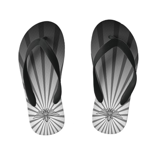 Grey eagle with two heads kid's flip flops (Footbed)
