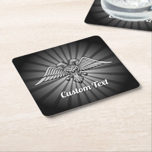 Grey Eagle with two Heads Paper Coaster