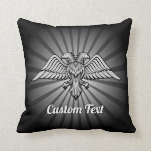 Grey Eagle with two Heads Throw Pillow